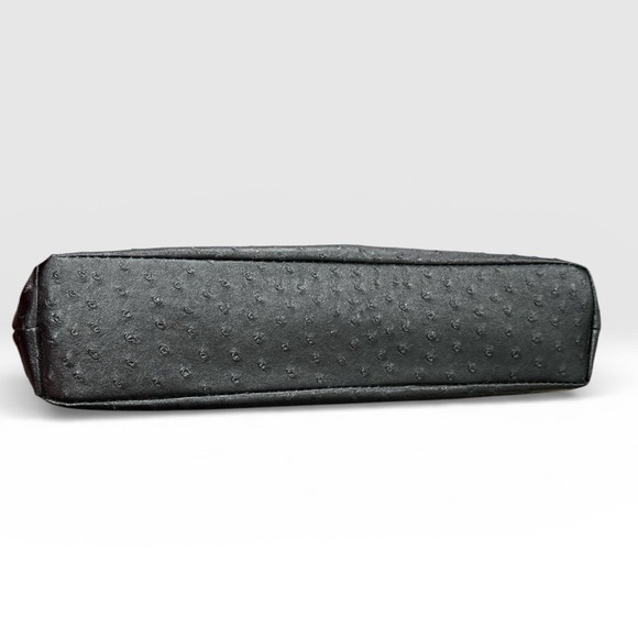 NWOT Roberta Amee Black Simulated Ostrich Insulated Wine Bag with Chain Strap - Picture 5 of 5